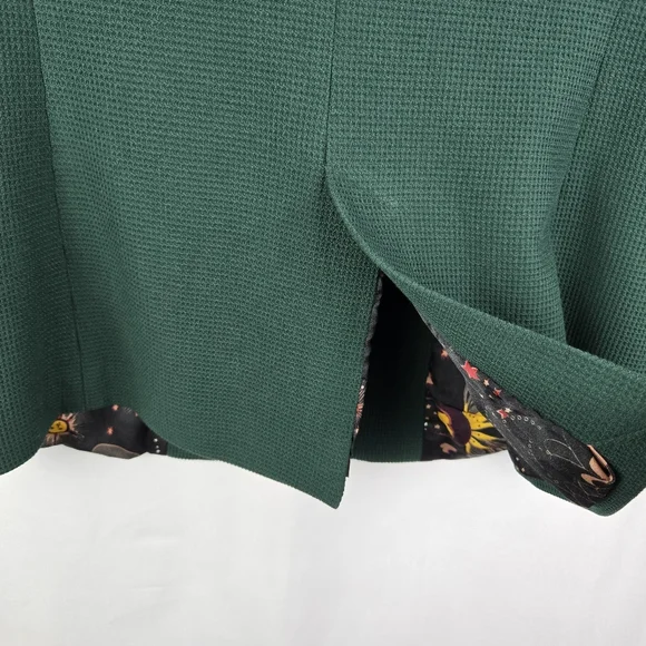 Philosophy Womens Size 6 Green Waffle Knit Celestial Print Lined Blazer Jacket - Picture 10 of 13